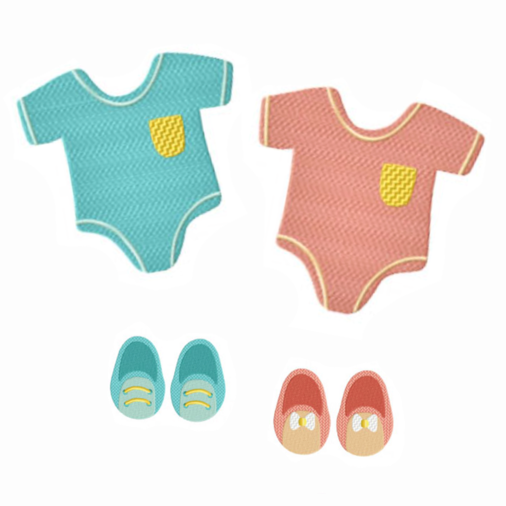 Pack de 14 motifs de broderie machine : Baby Shower Garçon et Fille