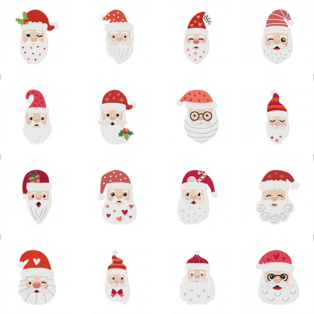 16 Motifs de broderie machine : Visage Père-Noël