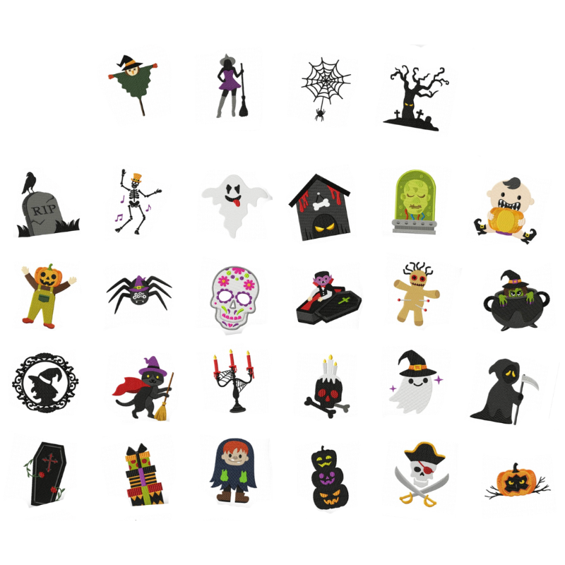 28 motifs de broderie machine : Éléments de l'Halloween