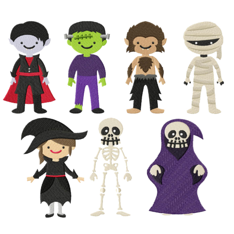 7 motifs de broderie machine : Personnages de l'Halloween