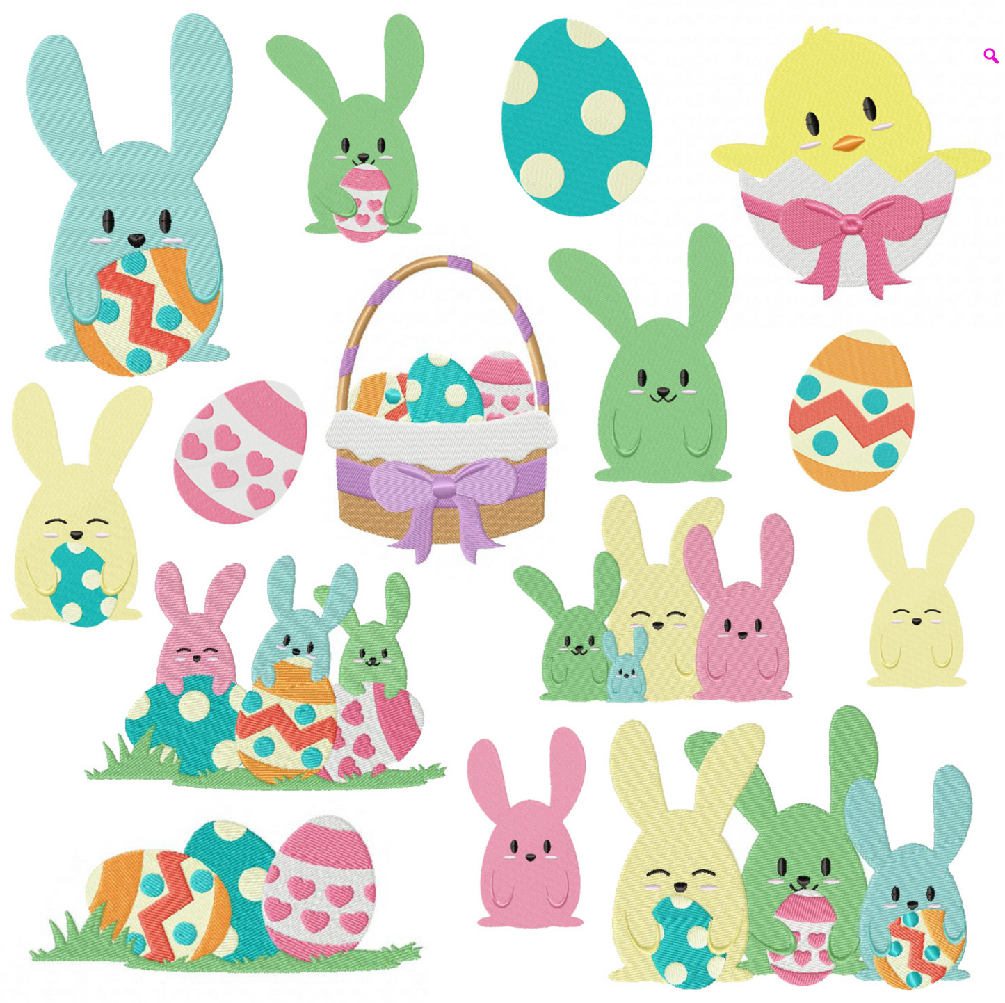 15 motifs de broderie machine : Lapin et oeufs de Pâques