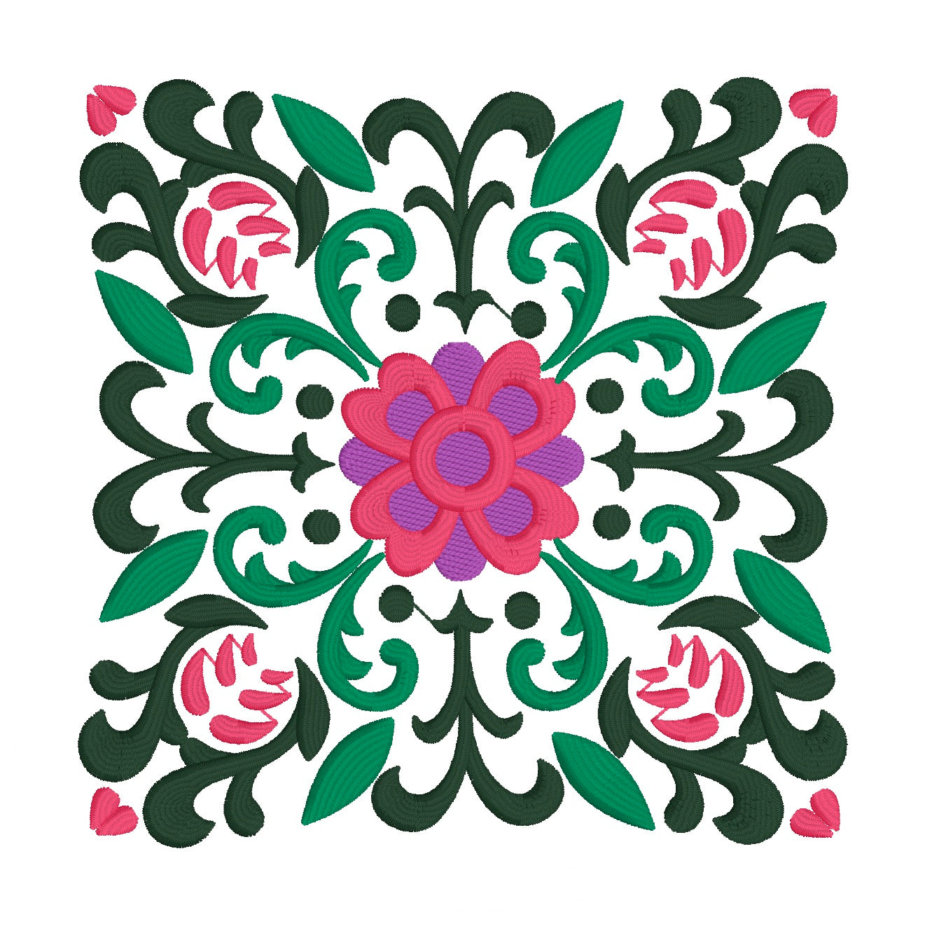 6 motif de broderie machine : Décoration Fleur Carré