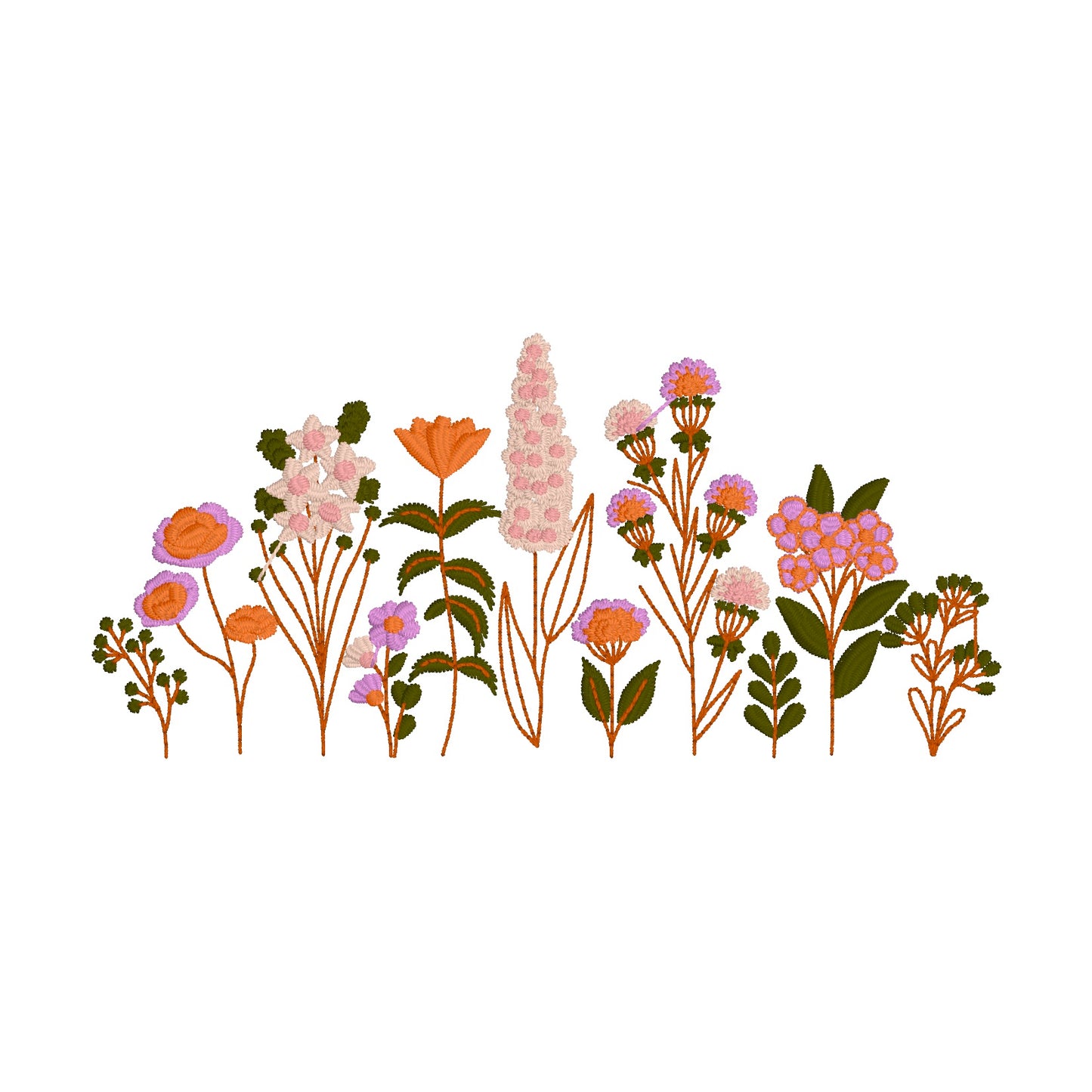 4 motifs de broderie machine : Bordures Fleurs Sauvages