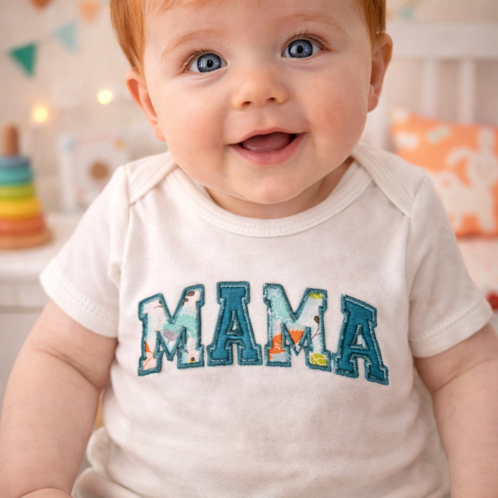 Pack de 6 Polices d'écriture Appliqué pour broderie machine : Mama