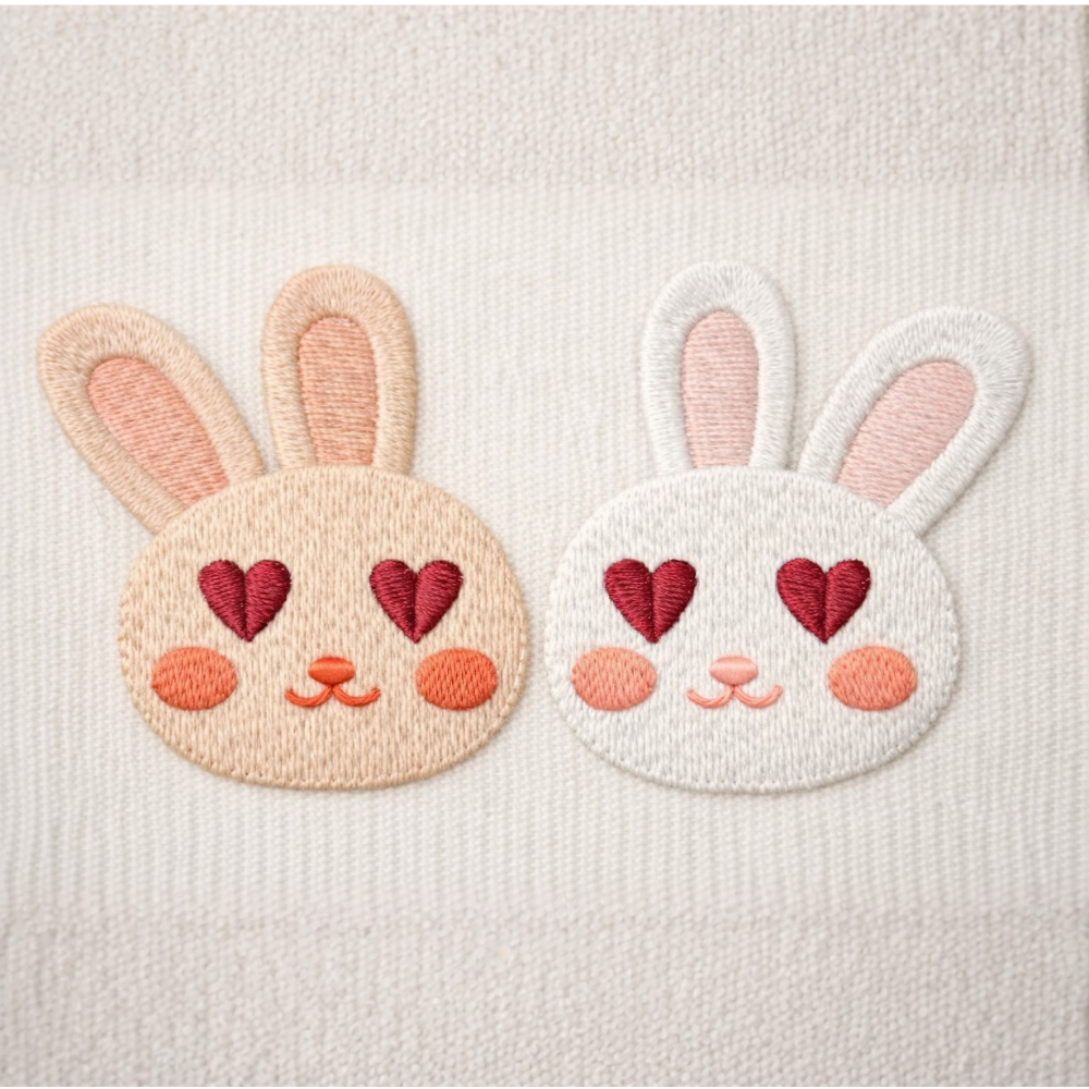 6 motifs de broderie machine : Lapin de Saint-Valentin