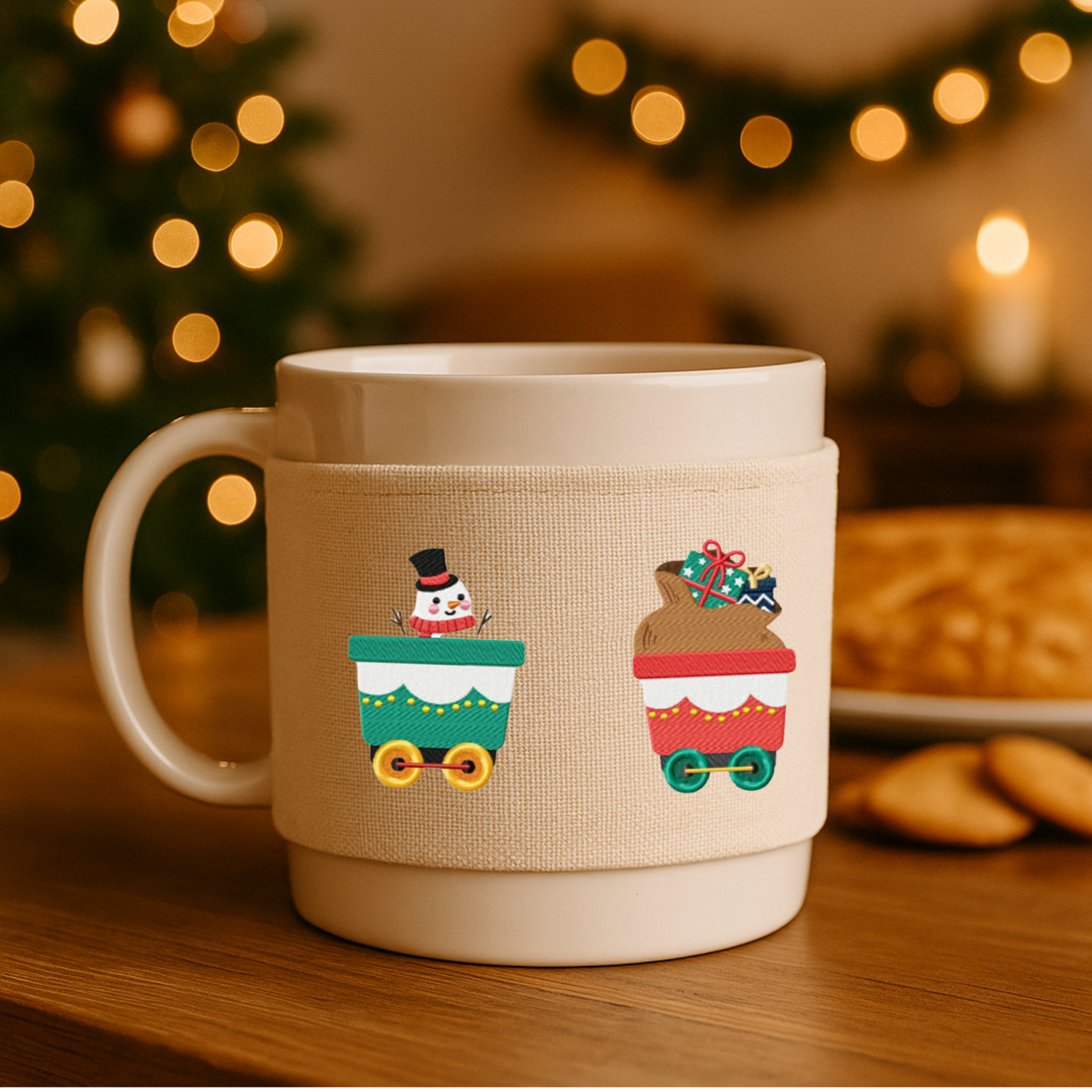 Pack de 6 motifs de broderie numérique: Personnages de train de Noël