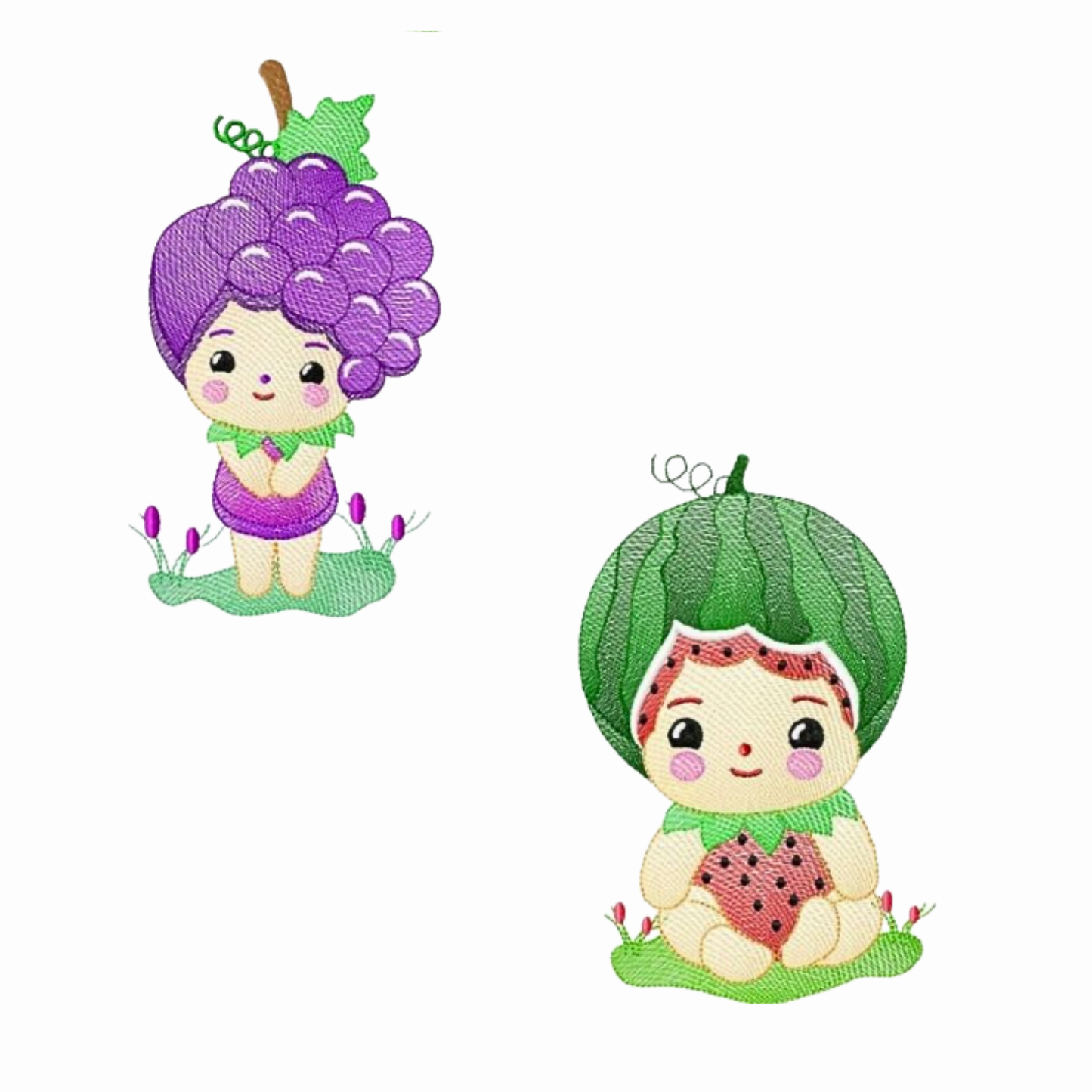 Pack de 6 motifs broderie machine : enfant fruit