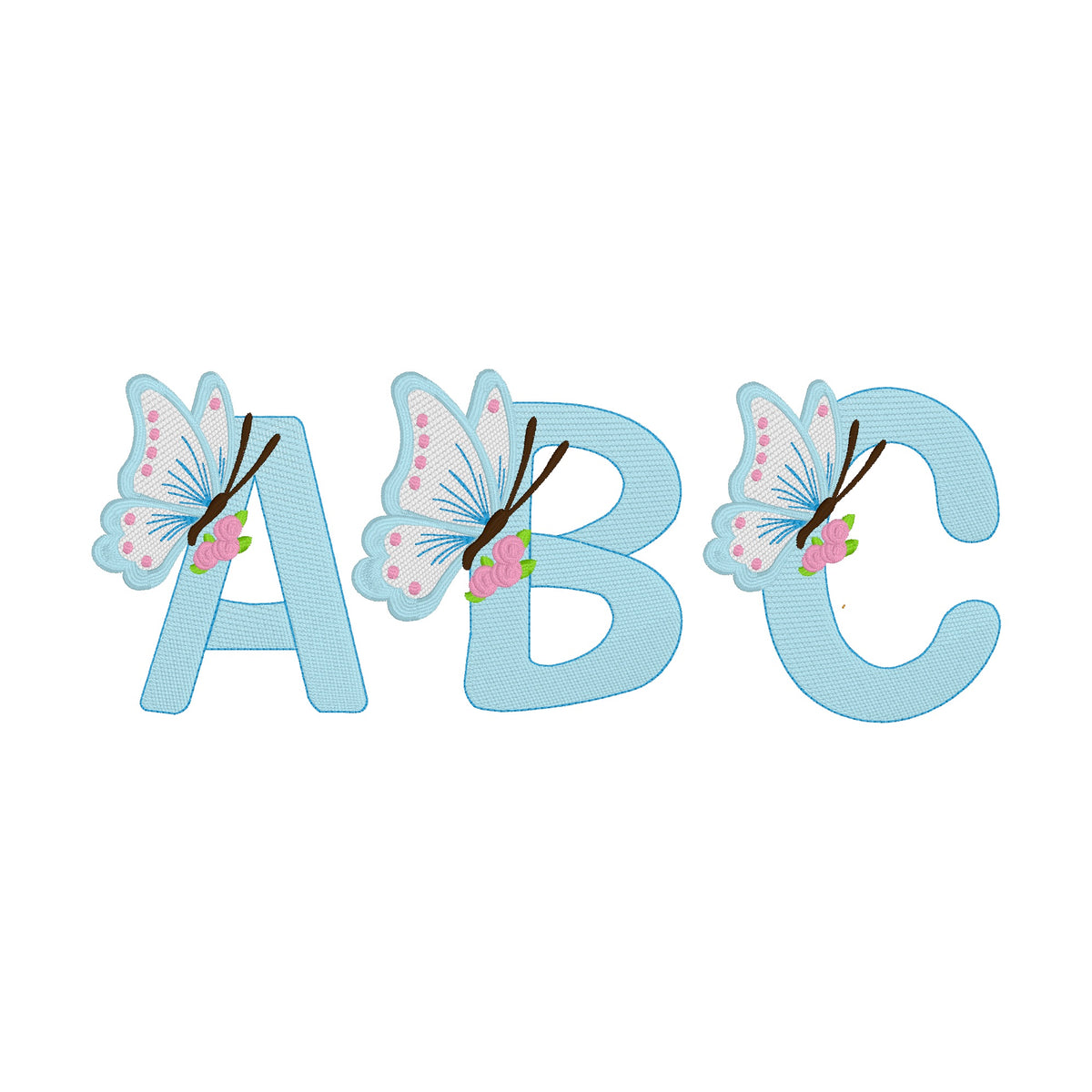 26 Motifs de broderie machine : Alphabet Papillon