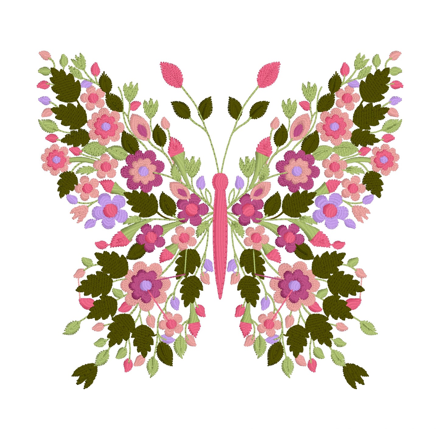 4 Motifs de broderie machine : Papillons en Fleurs