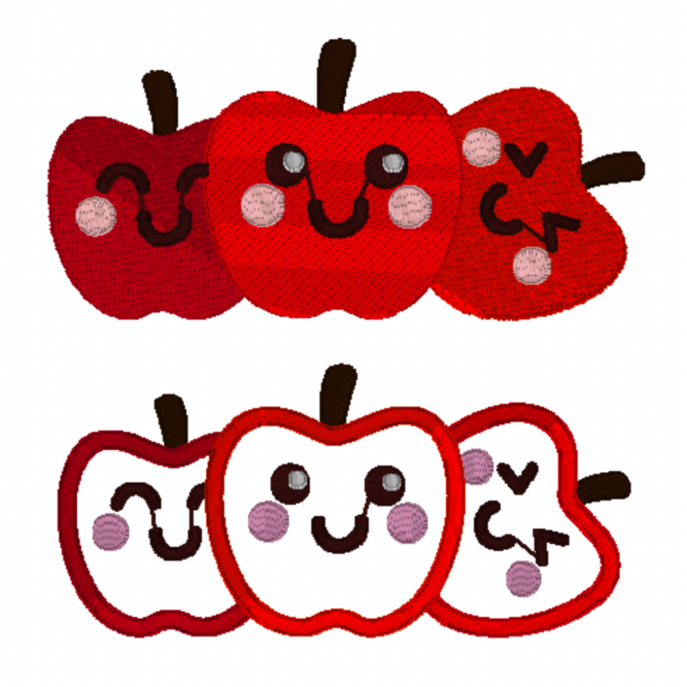 Pack de 2 motifs de broderie machine et appliqué : Trio de pommes