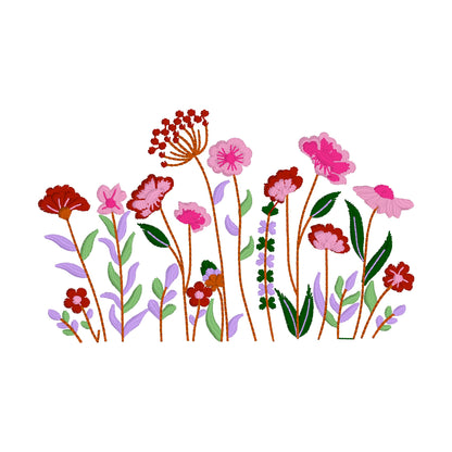 5 motifs de broderie machine : Bordures Fleurs Sauvages 2