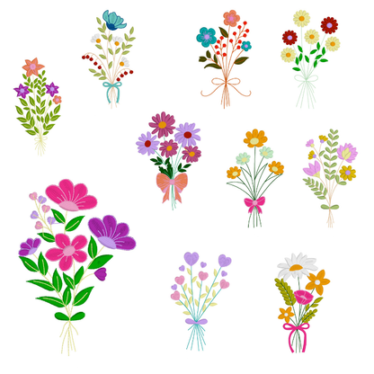10 motifs de broderie machine : Bouquets Fleurs Sauvages