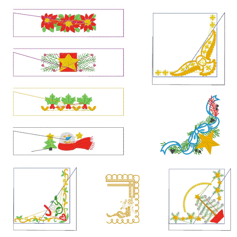 11 motifs de broderie machine : Bordures de Noël