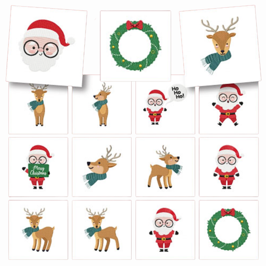 14 motifs de broderie machine : Père Noël et Rennes