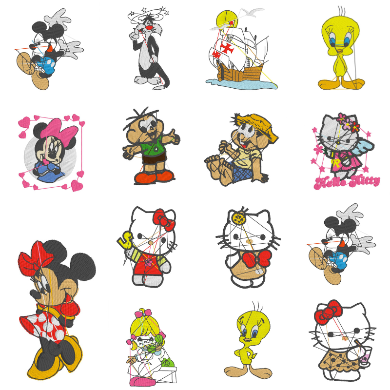 71 Motifs de broderie machine : Dessins animés