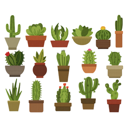 16 motif de broderie machine : Cactus et Plantes Grasses Succulentes