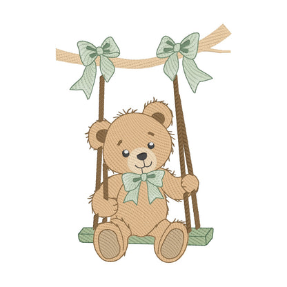 8 Motifs de broderie machine : Ourson Rêtro