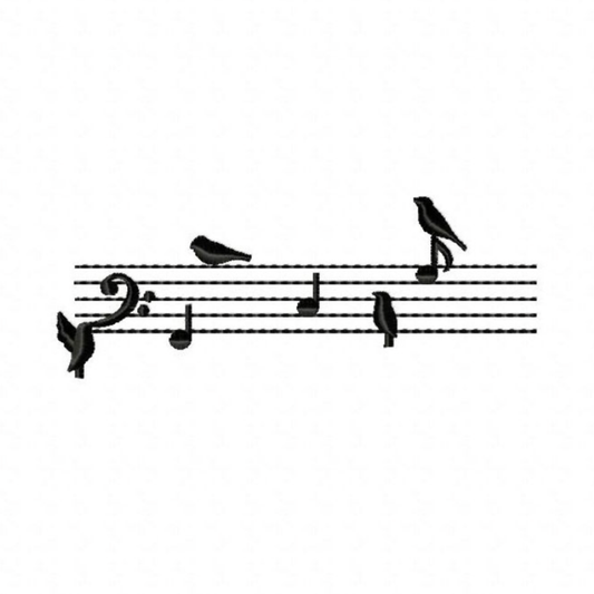 Motif de broderie machine : Partition avec oiseaux 1