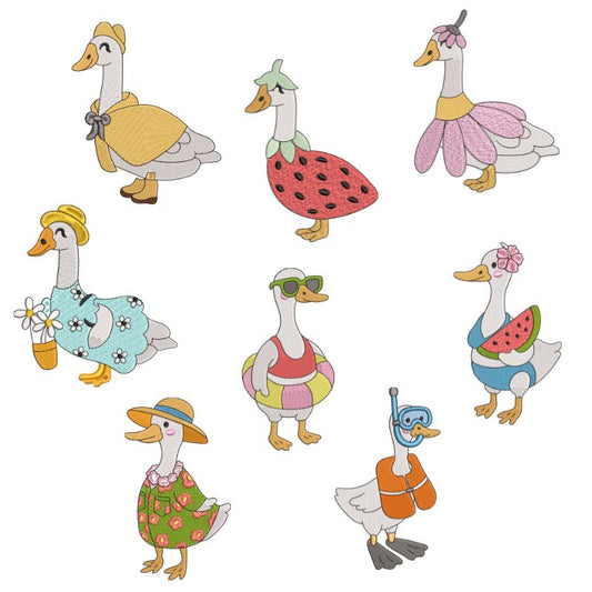 8 Motifs de broderie machine : Canards en vacances