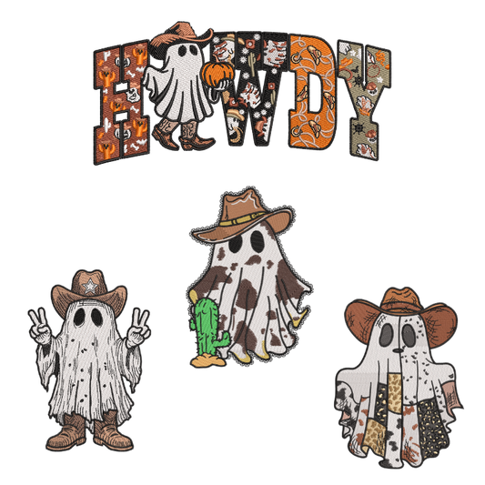 4 motifs de broderie machine : Fantômes Cowboy