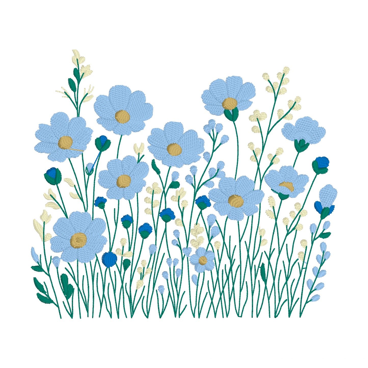 5 motifs de broderie machine : Bordures Fleurs Sauvages 2