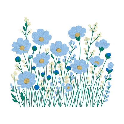 5 motifs de broderie machine : Bordures Fleurs Sauvages 2