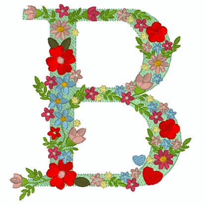 Motif de broderie : 26 Lettres de l'alphabet avec coeur