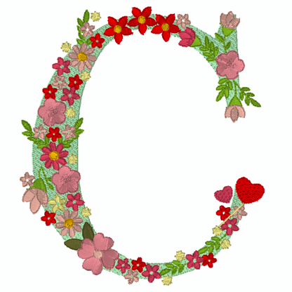 Motif de broderie : 26 Lettres de l'alphabet avec coeur