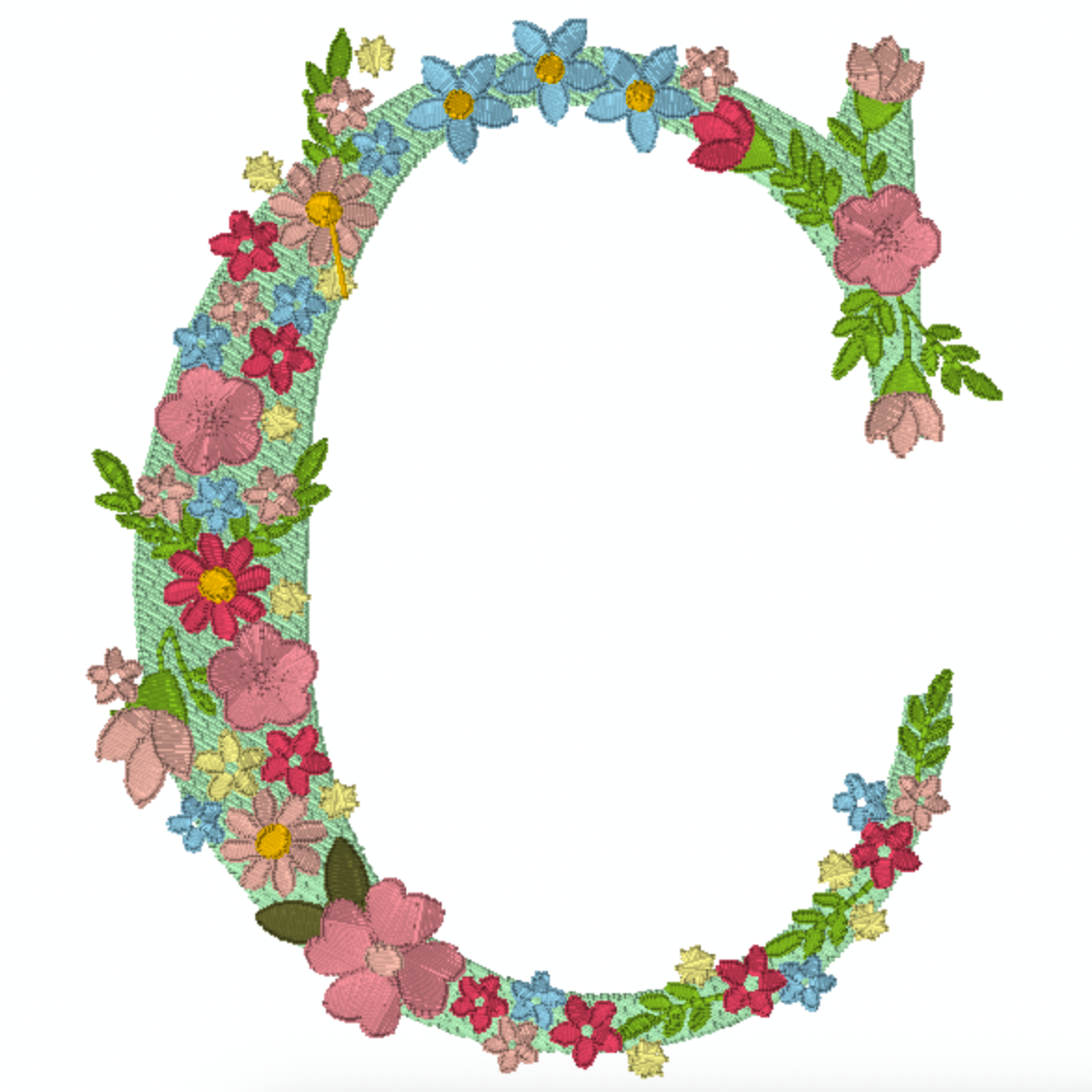 Motif de broderie : 26 Lettres de l'alphabet avec fleurs