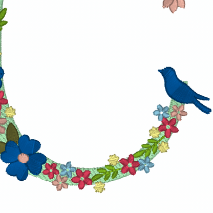 Motif de broderie : 26 Lettres de l'alphabet avec oiseau