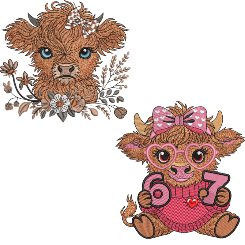 2 motifs de broderie machine : Vaches Mignonnes