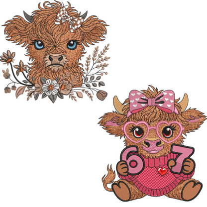 2 motifs de broderie machine : Vaches Mignonnes