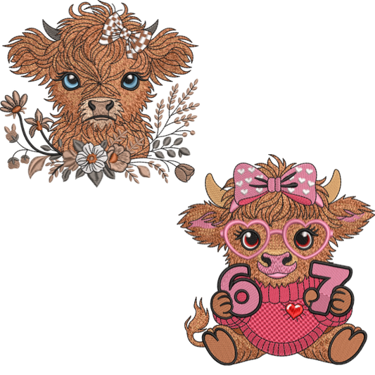 2 motifs de broderie machine : Vaches Mignonnes