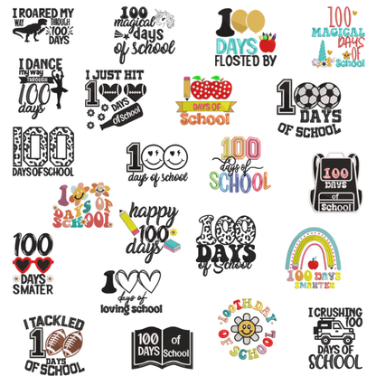 25 Motifs de broderie machine : 100 jours d'école