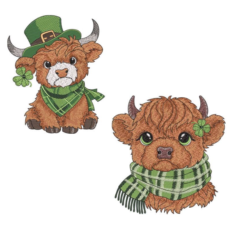 2 motifs de broderie machine : Vaches St Patrick