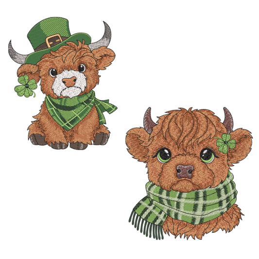 2 motifs de broderie machine : Vaches St Patrick