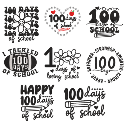 8 Motifs de broderie machine : 100 jours d'école 3