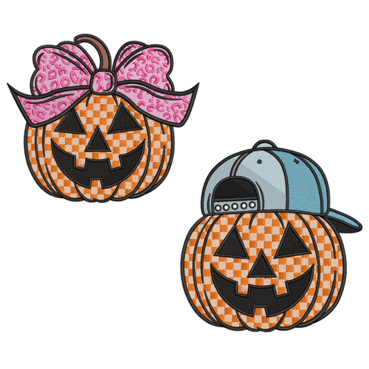 2 Motifs de broderie machine : Citrouille Fille et Garçon