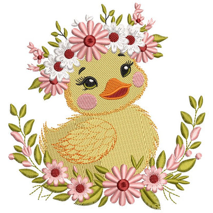 2 Motifs de broderie machine : Canetons en fleurs