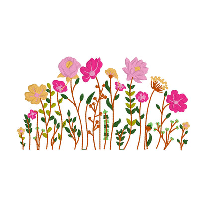 5 motifs de broderie machine : Bordures Fleurs Sauvages 2