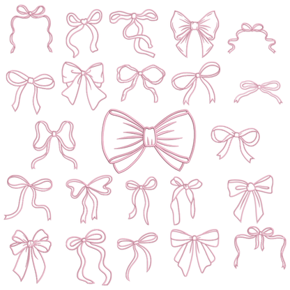 43 motifs de broderie machine : Lacets, Rubans, Noeud - Remplis et Contour