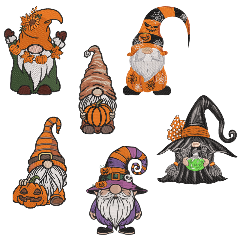 6 motifs de broderie machine : Lutins Halloween
