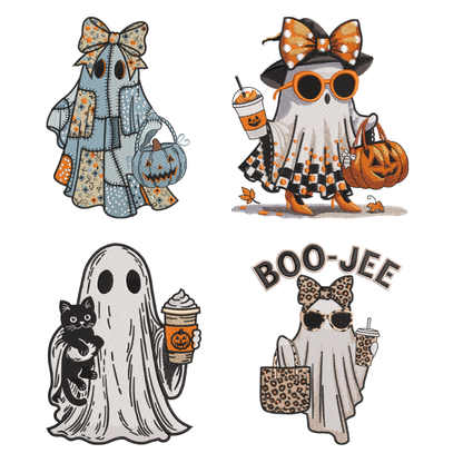 4 Motifs de broderie machine : Fantômes de l'Halloween