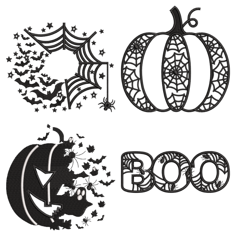 4 Motifs de broderie machine : Citrouilles de l'Halloween