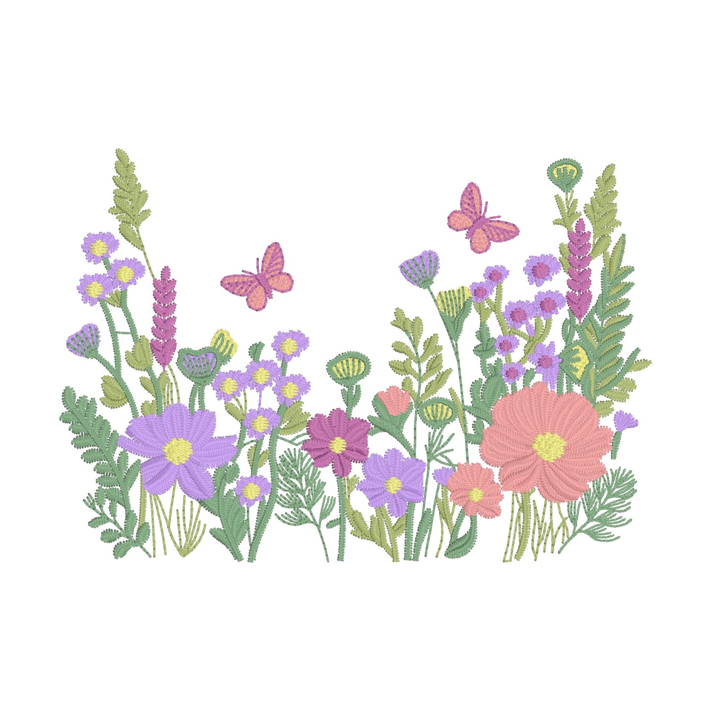 5 motifs de broderie machine : Bordures Fleurs Sauvages 2