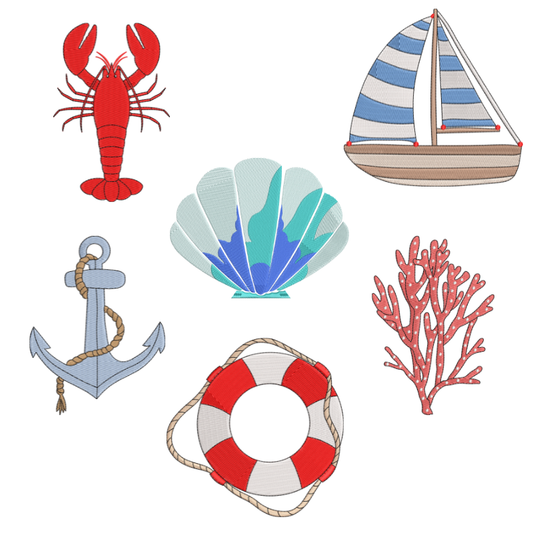 6 motifs de broderie machine : Éléments de la Mer