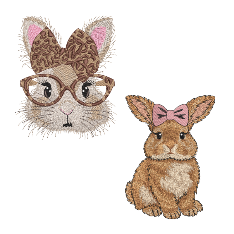 2 motifs de broderie machine : Lapins poilus