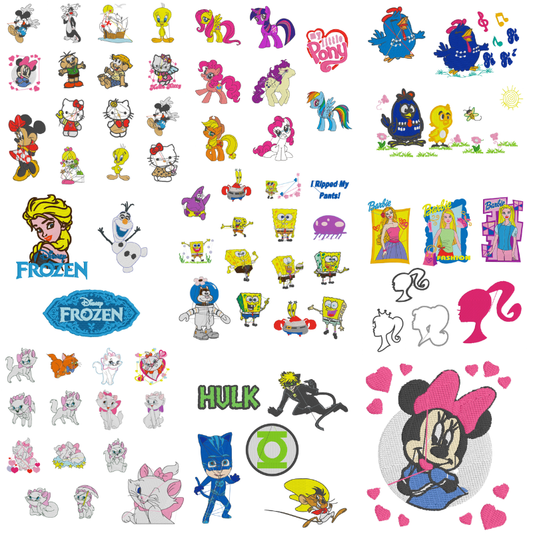 71 Motifs de broderie machine : Dessins animés
