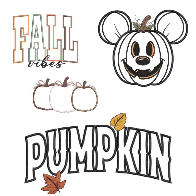 4 Motifs de broderie machine : Appliqués Halloween