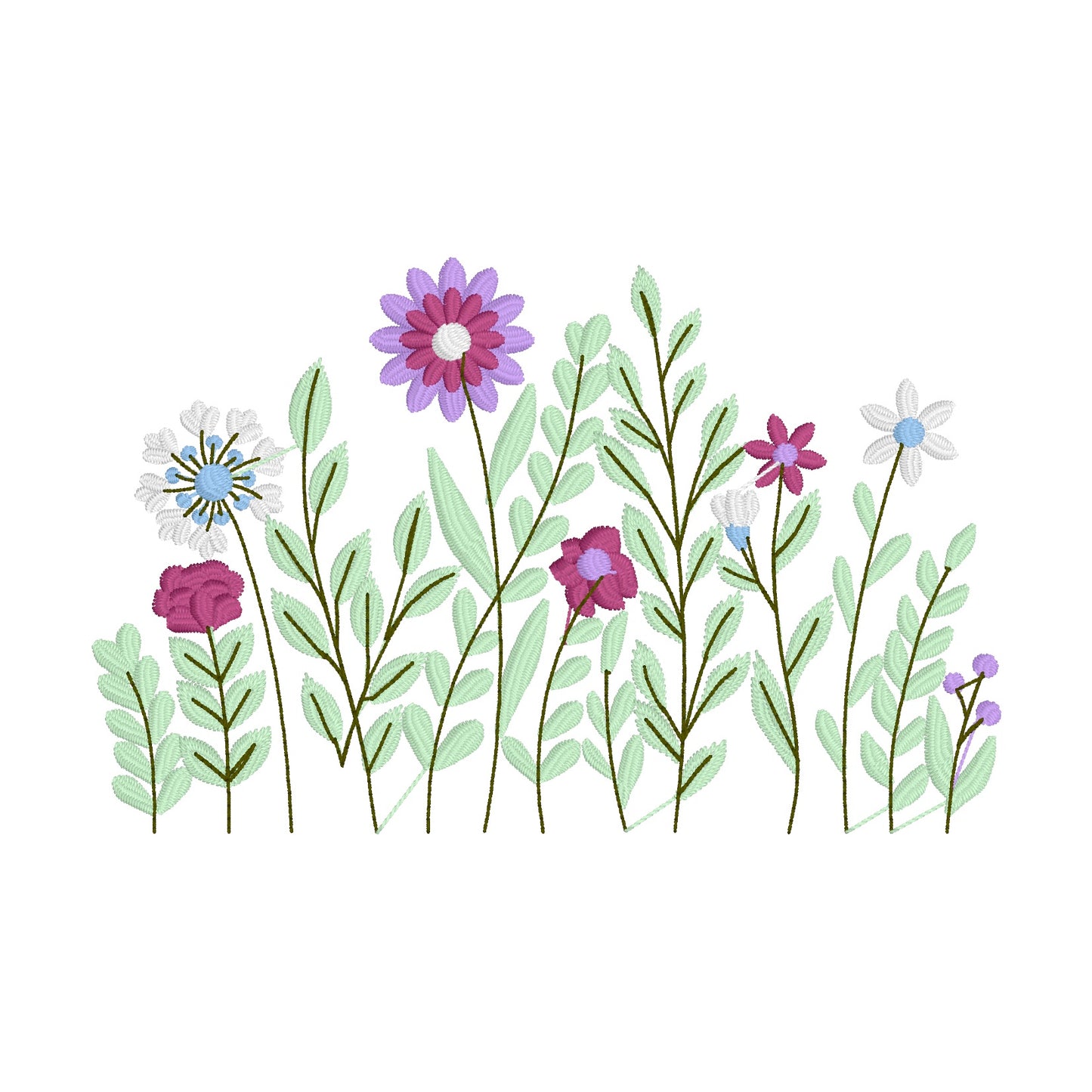 4 motifs de broderie machine : Bordures Fleurs Sauvages
